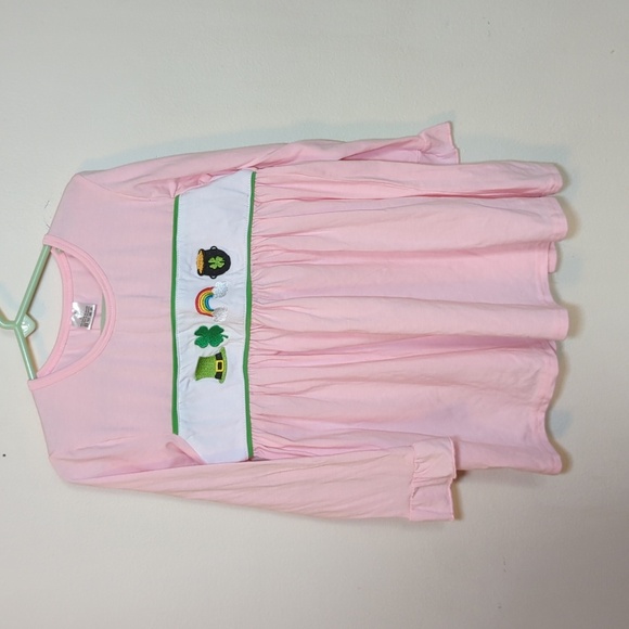 Boutique St. Patrick's Day Set Pants + Tunic Pink and Green Girls Size 6-7 - Picture 4 of 7